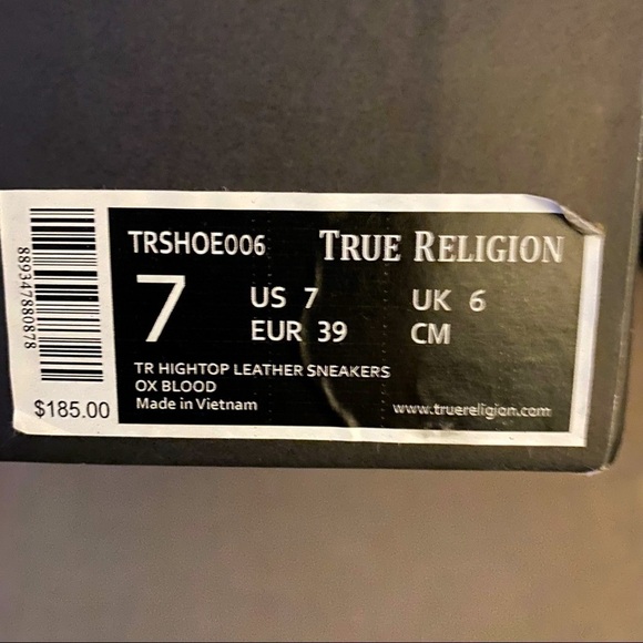 TRUE Religion Mens/Unisex HighTop Leather #TrSHOE006 Sneakers Size 7 🔥 - Picture 6 of 6